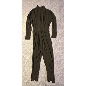 Ann Taylor Vintage Houndstooth Mock Neck Jumpsuit Small Retro 90s Stretch Knit